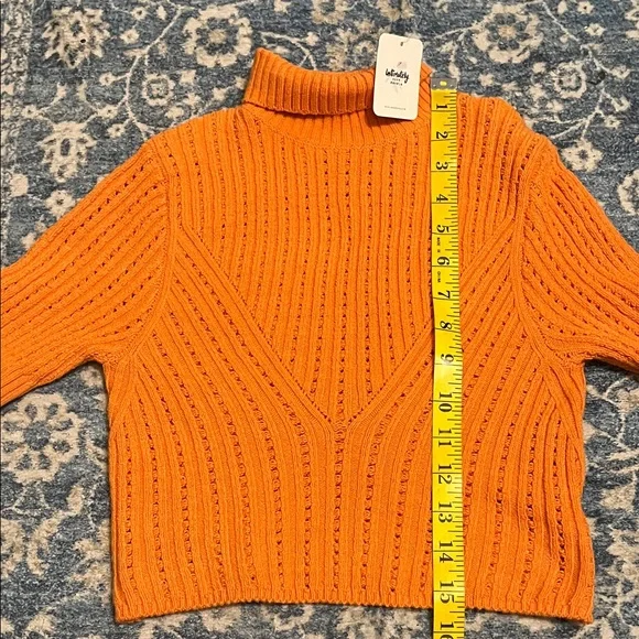 Free People Carly Swift Knit Orange Cropped Pullover Modern Sweater Bohemian - Picture 9 of 12